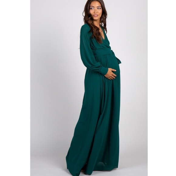 PinkBlush long sleeve chiffon maxi dress nwot - Picture 3 of 4